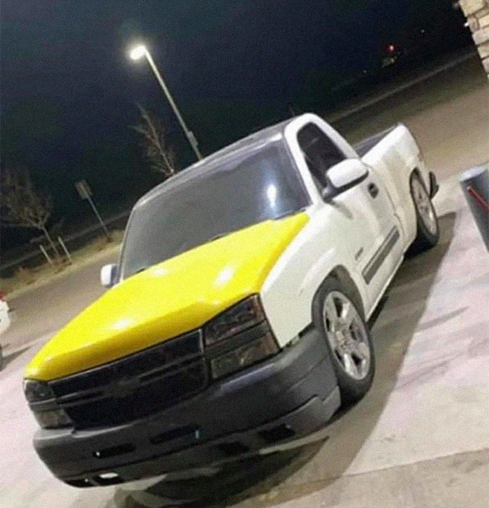 Mismatched hood, pickup truck, repaint